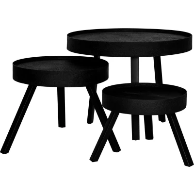 Afbeelding van Kick salontafel Job set van 3 rond Zwart