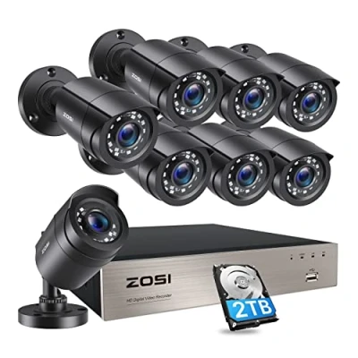 Afbeelding van ZOSI 8CH 1080P Full HD DVR Videobewakings Systeem met 2TB Harde Schijf en 8x Outdoor 2MP Bewakingscamera CCTV Veiligheidsset, H.265+ Videocompressie