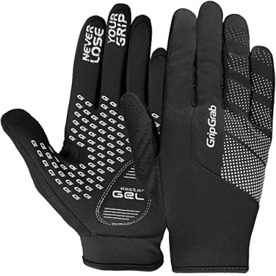 Afbeelding van GripGrab Ride Windproof Lente Herfst Fietshandschoenen Lange Vinger Thermo Winddicht Zwart Unisex Maat M