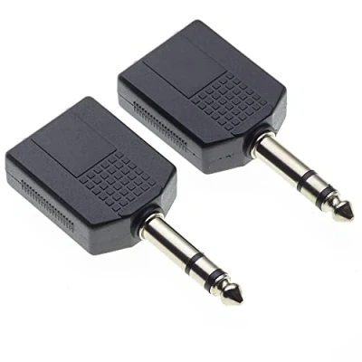 Afbeelding van 6.35mm Stereo Jack Plug naar 2 x Twin Socket Splitter Adapter Dual 1/4 Y Adapter, Pak van