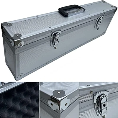Afbeelding van ECI® aluminium koffer, zilver met kubusschuim, afneembaar deksel, gereedschapskoffer, 710 x 155 240 mm (l b h)