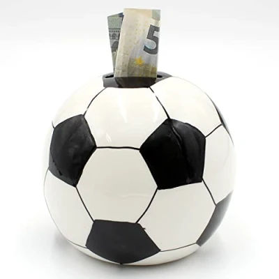 Afbeelding van Dekohelden24 Spaarpot voetbal in zwart wit, ca. 10 x cm, 200141 I