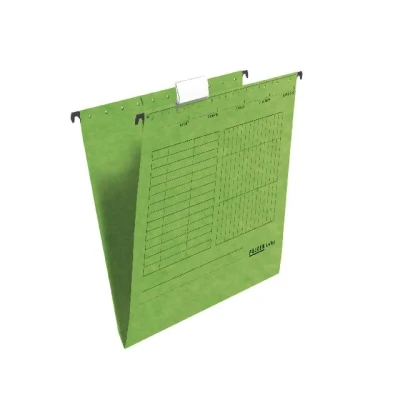 Afbeelding van Origineel Falken 5 stuks hangmap UniReg. Made in Germany. Gemaakt van gerecycled karton voor DIN A4 openzijdig groen Blauwe Engel ideaal het losbladig klasseren kantoor en de overheid