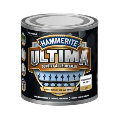 Afbeelding van HAMMERITE metaalbeschermingslak ULTIMA mat verkeerswit RAL 9016 250 ml