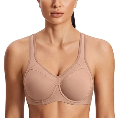 Afbeelding van SYROKAN Vrouwen Volledige BH Ondersteuning Racerback licht gevoerd Onderdraad Sport Beha Nauwelijks buff 85D