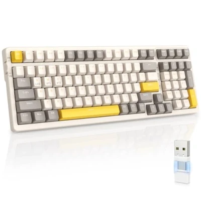 Afbeelding van Magic Refiner RK96 MX Mechanisch toetsenbord, draadloos, Pro TKL gaming 2.4 GHz, Bluetooth 2, dual mode, 1 in 100 ontvanger, toetsen, makkelijk te wisselen, klik, lineaire rode