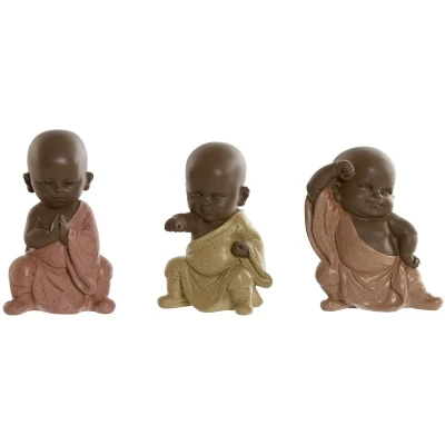 Afbeelding van Decoratieve figuren Home ESPRIT Oranje Koraal Limoen Hars Monnik Orientaals 8 x 5,5 12,7 cm (3...