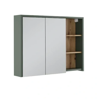 Afbeelding van Vicco Badkamerspiegelkast Viola, groen/artisan, 100 x 75 cm met open planken