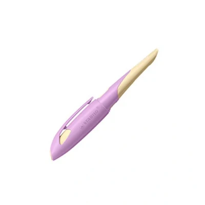 Afbeelding van Ergonomische schoolvulpen voor rechtshandigen met beginners punt A STABILO EASYbirdy Pastel Edition in roze/abrikoos 1 stuks inclusief inktvulling Schrijfkleur blauw (uitwisbaar)