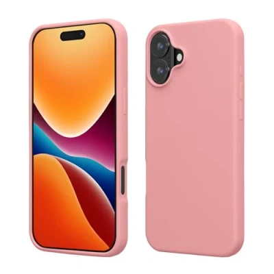 Afbeelding van kwmobile telefoonhoesje geschikt voor Apple iPhone 16 Hoesje met siliconen coating Smartphone case in lichtroze
