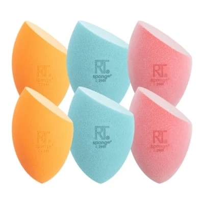 Afbeelding van REAL TECHNIQUES Geassorteerde make up blending Sponzen, Miracle Teint, Powder en Airblend voor mengen bakken, gebruik met foundation poeder, 6 stuks