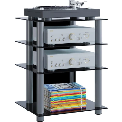 Afbeelding van VCM Hifi Meubelrek Kast Phono Plank Alu Glas Media Bilus
