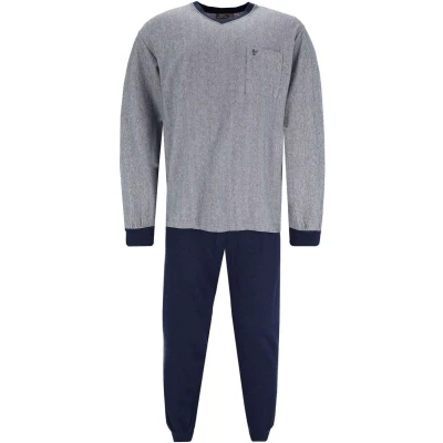 Afbeelding van Verticaal gestreepte heren pyjama Hajo Blauw Maat 54