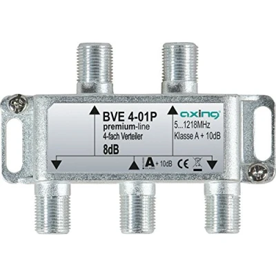Afbeelding van Axing BVE 4 01P voudige verdeler kabeltelevisie CATV multimedia DVB T2 klasse A+, 10dB, 5 1218 MHz metaal