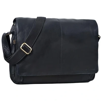 Afbeelding van STILORD &#039;Alex&#039; Vintage Leer Schoudertas Mannen Vrouwen Groote Businesstas 15,6 Inch Laptoptas Aktetas Universiteitstas, Kleur:zwart