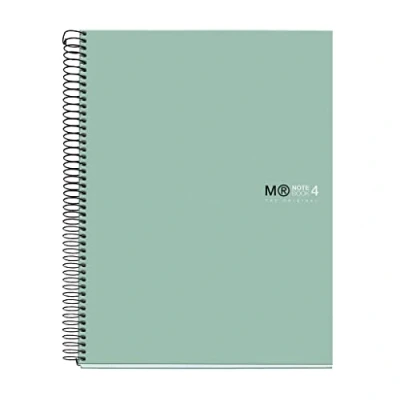 Afbeelding van Miquelrius Notitieboek A4 120 vellen 90 g geruit 5 x mm 4 gekleurde strepen, gelamineerd harde deksel Aqua