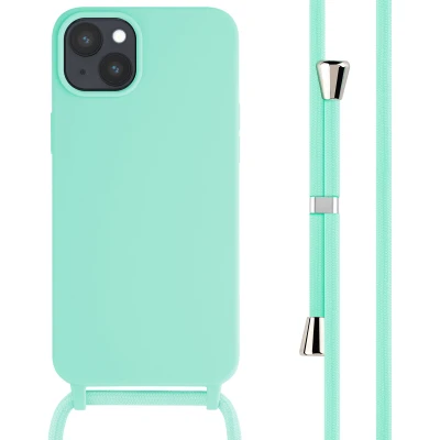 Afbeelding van Apple iPhone 15 Plus Hoesje Siliconen en TPU (zacht) iMoshion Softcase/Koordhoesje/Backcover Mintgroen Telefoonhoesje
