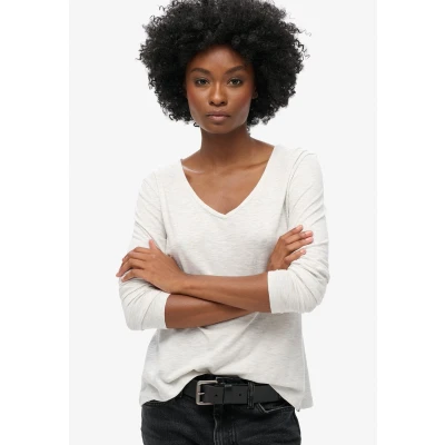 Afbeelding van Superdry Vrouwen Jersey top met V hals en Lange Mouwen Grijs Grootte: 34