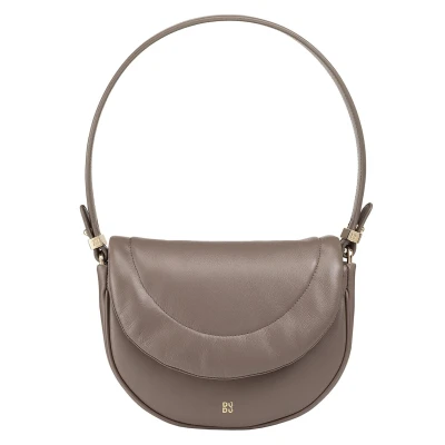 Afbeelding van DUDU Borsa a Tracolla Spalla Donna in Pelle Trapuntata, Borsetta Piccola Elegante Imbottita con Patta, Spallina e Removibili Taupe