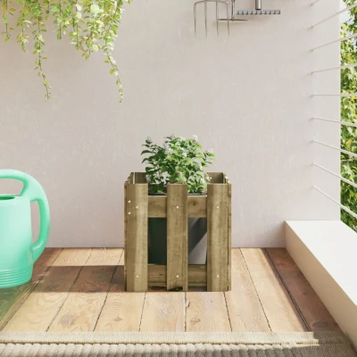 Afbeelding van Plantenbak met hekontwerp 30x30x30 cm geïmpregneerd grenenhout