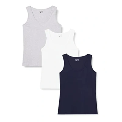 Afbeelding van Berydale Dames Tanktop, mouwloos, Donkerblauw/grijs/wit, set van 3, XS