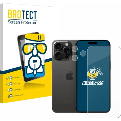 Afbeelding van BROTECT Screenprotector voor Apple iPhone 15 Pro Max (Voor+Camera) Folie Beschermfolie Beschermglas transparant