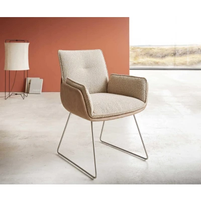Afbeelding van Armleunstoel Nela Flex slipframe roestvrij staal materiaalmix mud