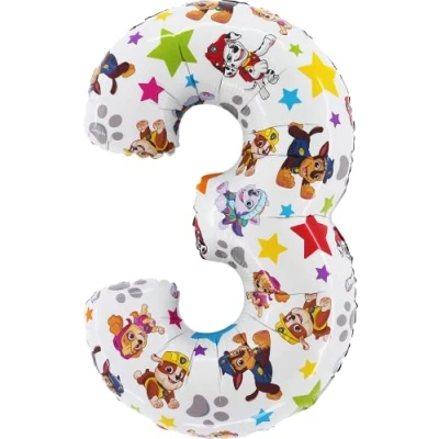 Afbeelding van Toyland® 26 Inch Paw Patrol Cijfer Folieballon Kinderfeest Ballonnen Nummer 1 6 Beschikbaar (NUMMER 3)