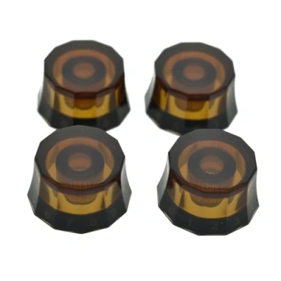 Afbeelding van Dopro Set van 4 USA 24 Fijne Spline Lampenkap Stijl Gitaar Knoppen Elektrische Snelheidsregeling voor PRS/LP/SG/Les Paul Amber met Zwart