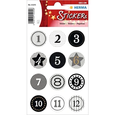 Afbeelding van Herma 15255 stickers adventkalender 1 24, zwart