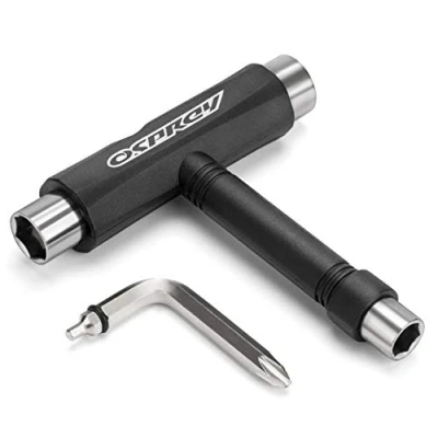 Afbeelding van Osprey Skateboard Tool Multifunctioneel T vormig Gereedschap met 3 Sockets Lichtgewicht en Compact Inclusief Allen Key Phillips Schroevendraaier