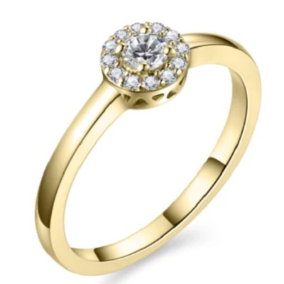 Afbeelding van Schitterende 14K Gouden Ring met Diamanten Goud Diamant Briljant Vrouwen Aanschuifring Trouwring Verlovingsring Vriendschapsring Rond