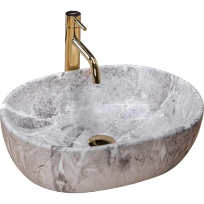 Afbeelding van REA Lara Opzetwastafel Waskom 48.5 x 35 13.5 cm Stone Stonelook