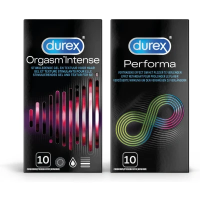 Afbeelding van Durex 20 stuks Condooms Orgasm Intense 1x10 Performa Voordeelverpakking