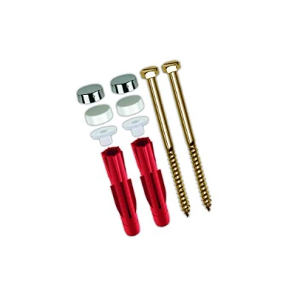 Afbeelding van TOX Staande wc bevestiging toilet, met universele pluggen Tri 8x51 mm + messing zeskantschroef 6,0 x 85 en afdekkappen wit/chroom, 1 set, 04510152