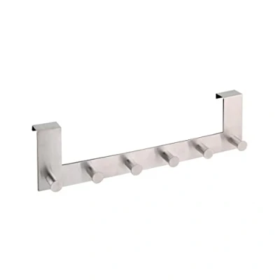 Afbeelding van Axentia roestvrijstalen deurhaak 8 x 39 11 cm hangende kledingkast met 6 haken voor de ingang van het keukenbad theedoekhouder handdoekenrek