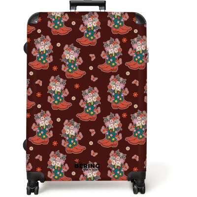 Afbeelding van NoBoringSuitcases.com® Koffer groot Reiskoffer lichtgewicht Retro disco laarzen boekt patroon kleurrijk Rolkoffer met 4 wielen Grote trolley XL 98 liter bagage