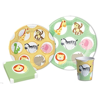 Afbeelding van Ciao Party Table Set Jungle 8 people (44 pcs: paper plates Ø23cm, Ø20cm, plastic cups 200ml, 20 napkins 33x33cm), Y4640