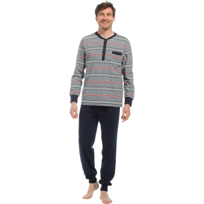 Afbeelding van Pastunette for Men Stripes Pyjamaset Grijs/Blauw Maat L
