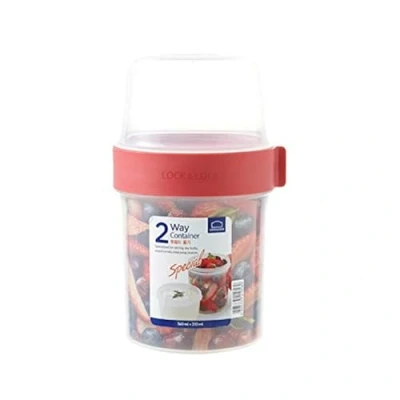 Afbeelding van LOCK &amp; Two Way Muesli to go beker van kunststof, kleine lunchbox met schroefdeksel en twee compartimenten, 560 ml 310