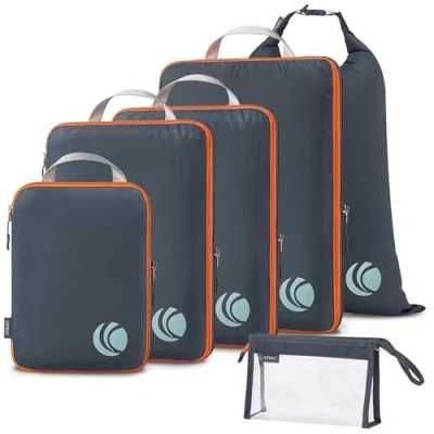 Afbeelding van Cipway Compressie verpakking kubussen, ultralichte reisbagage organizer sets uitbreidbare reisbenodigdheden voor handbagage (grijs 6 stuks)