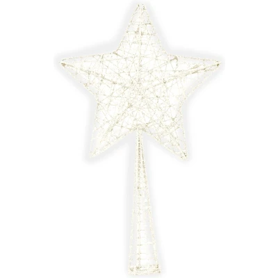 Afbeelding van Cosy &amp; Trendy Kerstboompiek kerstster glitter wit 28 cm