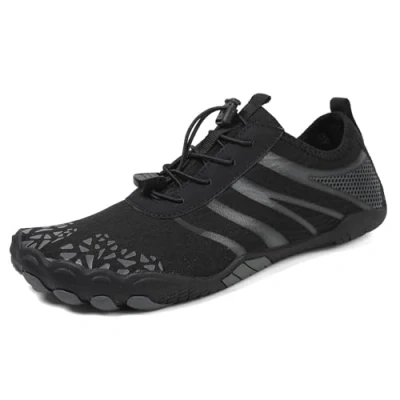 Afbeelding van DOTALES FlowStep Blotevoetenschoenen voor dames en heren, zomer, strandschoenen waterschoenen met brede teenbox, sneldrogend antislip, dagelijks gebruik, outdoor reizen, zwart, 36 EU
