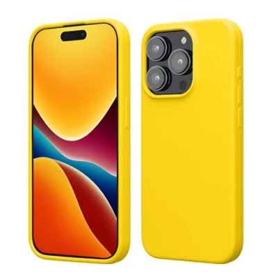 Afbeelding van kwmobile Case voor iPhone 15 Pro Max Slank TPU Hoesje met Zachte Afwerking In stralend geel