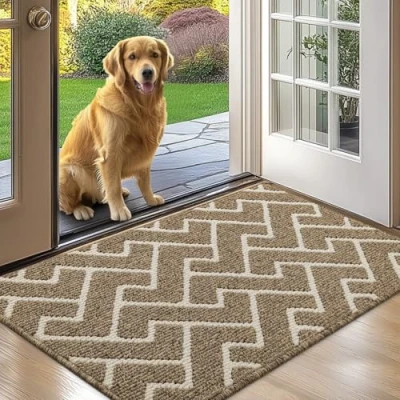 Afbeelding van Deurmat voor achter van rubber, antislip, 61 x 89 cm, absorberend, vuilafstotend, entreemat, vloermat de ingang, machinewasbaar