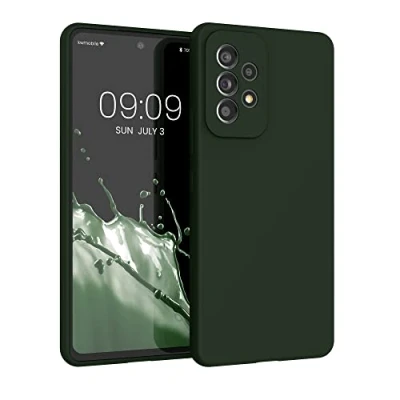 Afbeelding van kwmobile telefoonhoesje geschikt voor Samsung Galaxy A53 5G Hoesje met siliconen coating Smartphone case in donkergroen mat