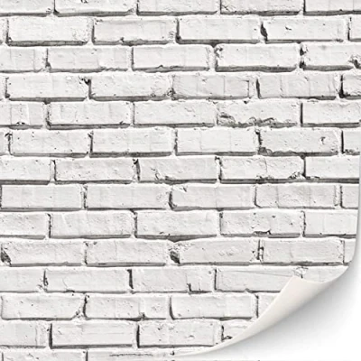 Afbeelding van TexturKontor 3 vellen zelfklevende bakstenen muur wandbekleding voor poppenhuizen schaal 112 (witgekalkte stenen wand)