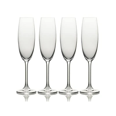 Afbeelding van Fluit Wijnglazenset, 4 stuks, 237 ml Mikasa Julie van een heerlijk glaasje wijn genieten doe jij met deze wijnglazenset uit De collectie. glazen zijn gemaakt fijn Europees kristal welke voorzien ee