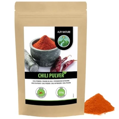 Afbeelding van Chilipoeder (250 g), chilipoeder, gemalen chilipepers, 100% natuurlijk en zonder toevoegingen, chili gemalen, kruiden