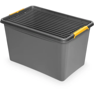 Afbeelding van ORPLAST SolidStore 60 box met deksel / clips wielen liter 58 x 39 35 cm grijs